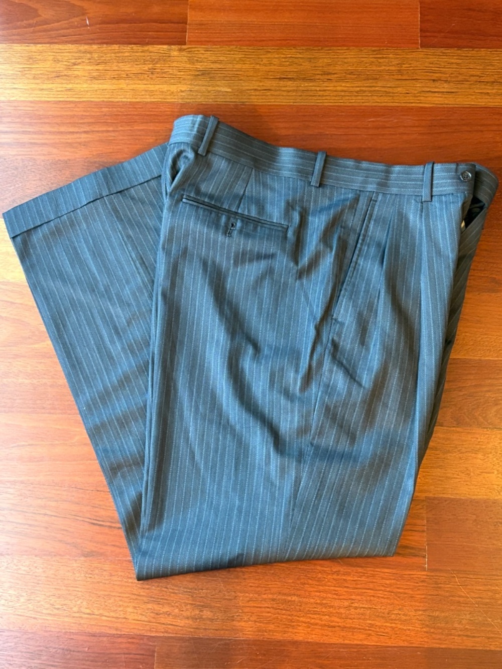 Vintage Barry Bricken Charcoal Gray Pinstripe Wool Pants